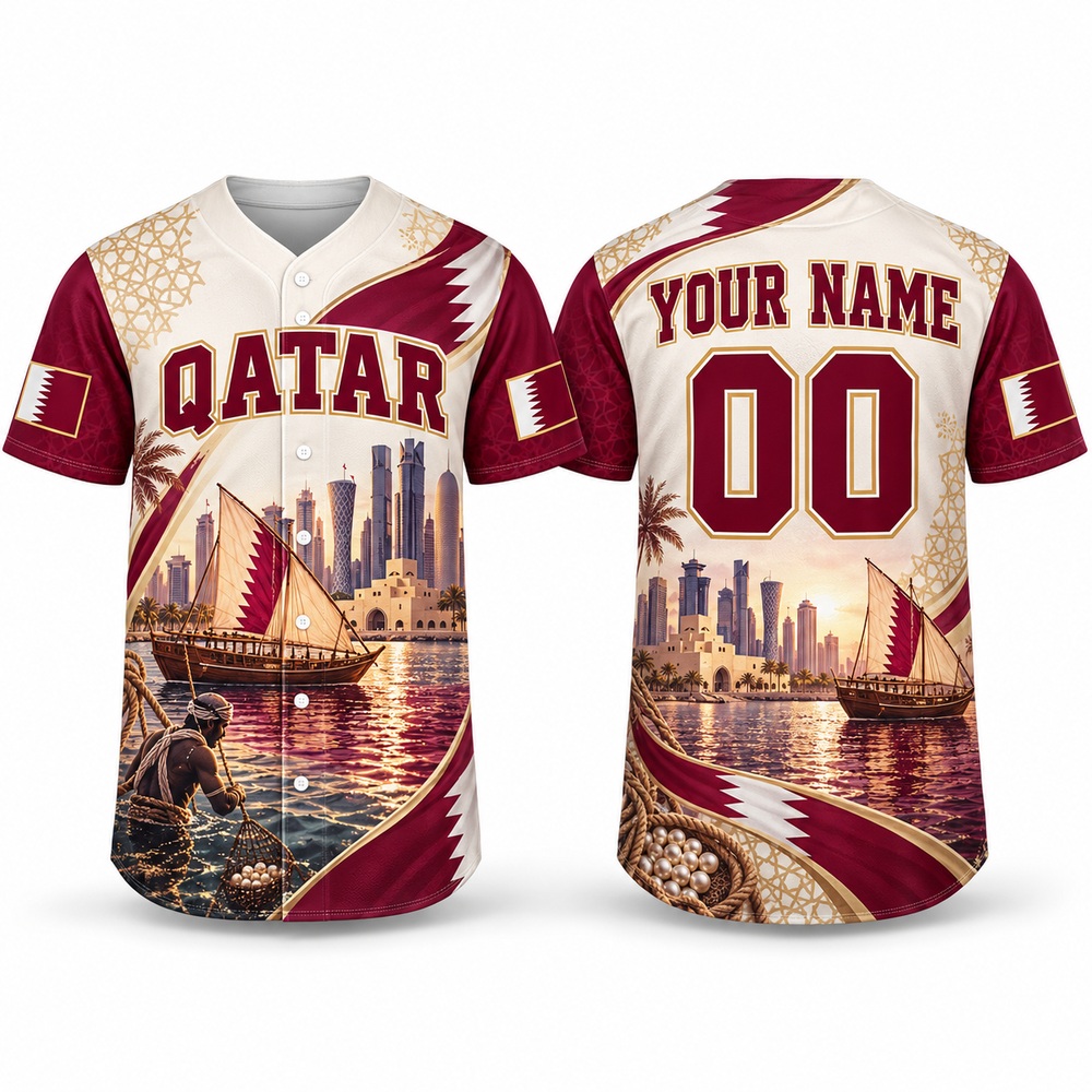 3D Printing Qatar - DIY Baseball-Trikot mit Qatar-Doha- und Perlenmuster,