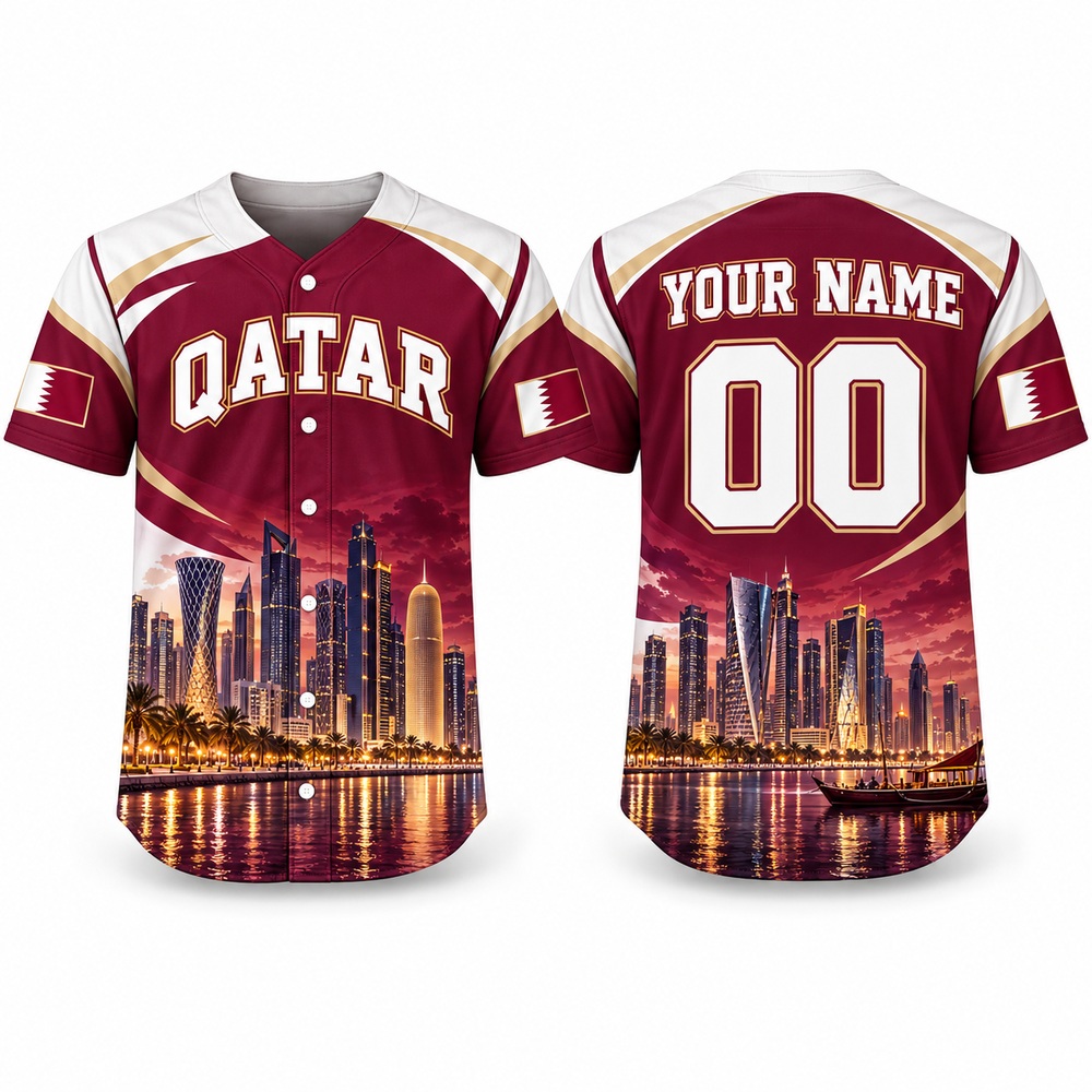 3D Printing Qatar - Qatar Doha und Pearl Print Baseball-Trikot